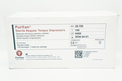 Puritan 25-705 Sterile Regular Tongue Depressor 6inch - Box of 100